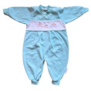 Vintage pastel teal clown Healthtex long sleeved bodysuit onesie
